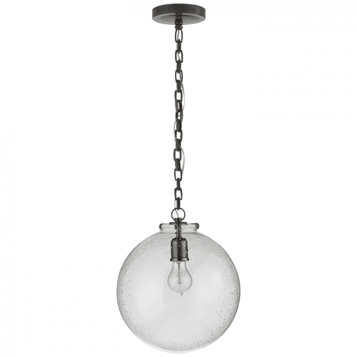Visual Comfort & Co. Signature Collection Katie Pendant, 1-Light, Globe, Bronze, Seeded Glass, 12"W (TOB 5226BZ/G4-SG 2N3E1) 