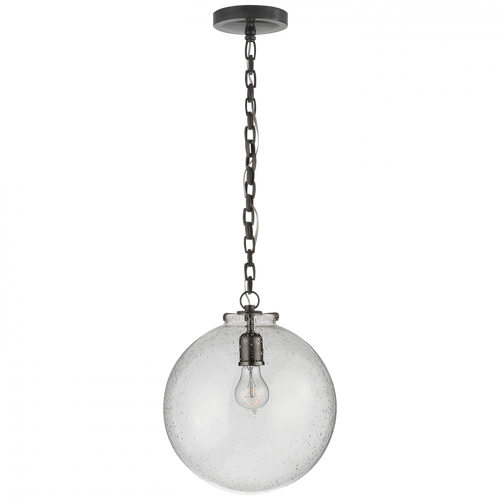 Katie Pendant, 1-Light, Globe, Bronze, Seeded Glass, 12"W (TOB 5226BZ/G4-SG 2N3E1)