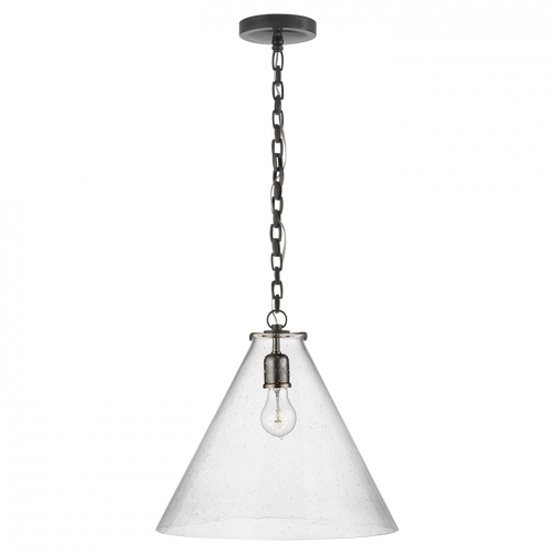 Katie Pendant, 1-Light, Conical, Bronze, Seeded Glass, 15.75"W (TOB 5226BZ/G6-SG 2N3E7)