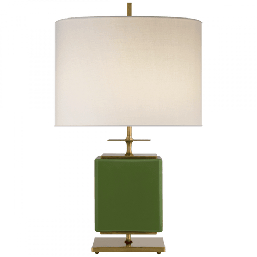 Visual Comfort & Co. Signature Collection Beekman Table Lamp, 1-Light, Green, Cream Linen Shade, 27.5"H (KS 3043GRN-L 2V2U5) 