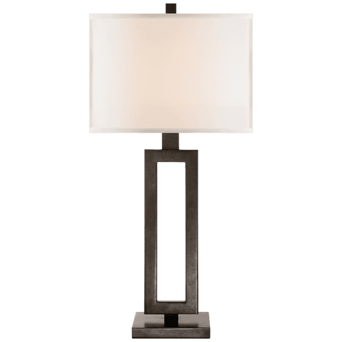 Visual Comfort & Co. Signature Collection Mod Table Lamp, 1-Light, Aged Iron, Linen Rectangle Shade, 28"H (SK 3208AI-L 2JWW4) 