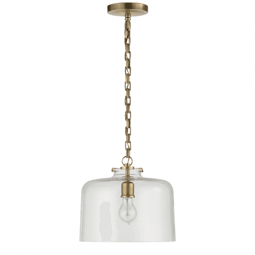 Visual Comfort & Co. Signature Collection Katie Pendant, 1-Light, Dome, Hand-Rubbed Antique Brass, Clear Glass, 12"W (TOB 5226HAB/G5-CG 2N3EN) 