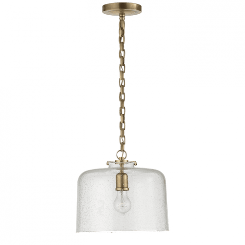 Visual Comfort & Co. Signature Collection Katie Pendant, 1-Light, Dome, Hand-Rubbed Antique Brass, Seeded Glass, 12"W (TOB 5226HAB/G5-SG 2N3EP) 