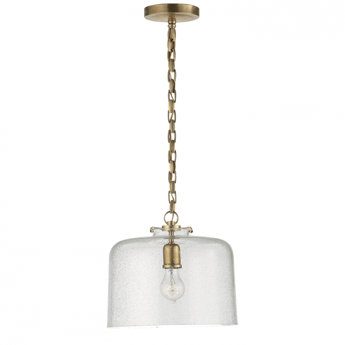 Katie Pendant, 1-Light, Dome, Hand-Rubbed Antique Brass, Seeded Glass, 12"W (TOB 5226HAB/G5-SG 2N3EP)