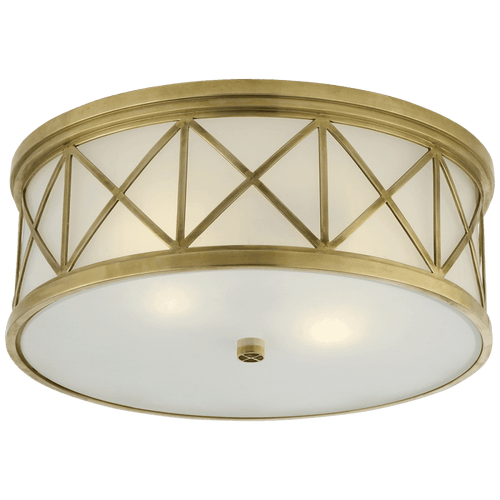 Visual Comfort & Co. Signature Collection Montpelier Flush Mount, 3-Light, Hand-Rubbed Antique Brass, Frosted Glass, 16"W (SK 4011HAB-FG 2MZJ2) 