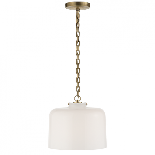 Katie Pendant, 1-Light, Dome, Hand-Rubbed Antique Brass, White Glass, 12"W (TOB 5226HAB/G5-WG 2N3EQ)