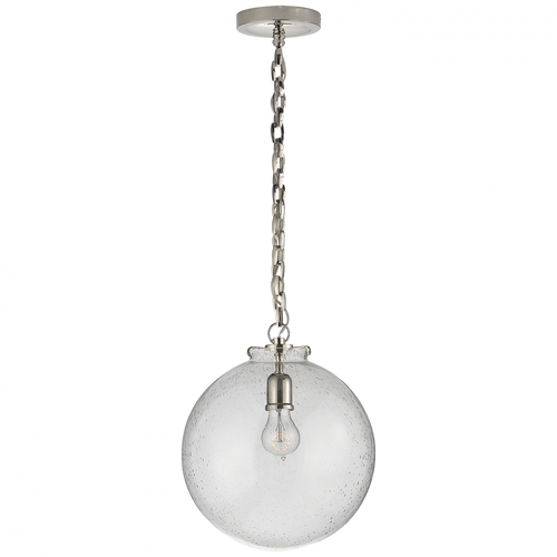Katie Pendant, 1-Light, Globe, Polished Nickel, Seeded Glass, 12"W (TOB 5226PN/G4-SG 2N3F3)