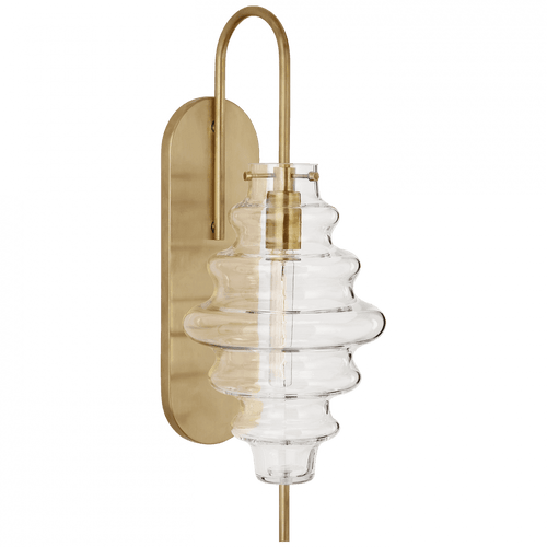 Visual Comfort & Co. Signature Collection Tableau Wall Sconce, 1-Light, Antique Burnished Brass, Clear Glass, 17.5"H (KW 2270AB-CG CHVG1) 