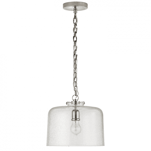 Visual Comfort & Co. Signature Collection Katie Pendant, 1-Light, Dome, Polished Nickel, Seeded Glass, 12"W (TOB 5226PN/G5-SG 2N3F6) 