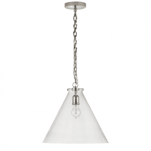 Visual Comfort & Co. Signature Collection Katie Pendant, 1-Light, Conical, Polished Nickel, Clear Glass, 15.75"W (TOB 5226PN/G6-CG 2N3F8) 