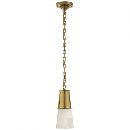 Visual Comfort & Co. Signature Collection Robinson Pendant, 1-Light, Hand-Rubbed Antique Brass, White Glass, 4.75"W (TOB 5751HAB-WG 2V4TT) 