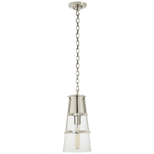 Visual Comfort & Co. Signature Collection Robinson Pendant, 1-Light, Polished Nickel, Clear Glass, 7.5"W (TOB 5752PN-CG 2V5P7) 