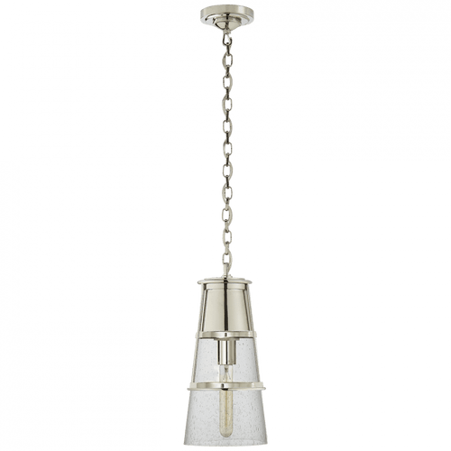 Visual Comfort & Co. Signature Collection Robinson Pendant, 1-Light, Polished Nickel, Seeded Glass, 7.5"W (TOB 5752PN-SG 2V5P8) 