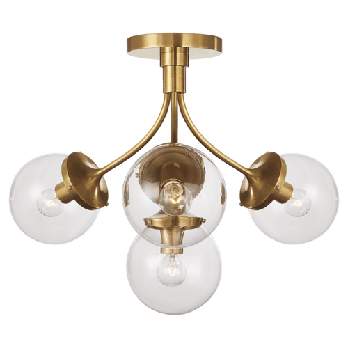 Visual Comfort & Co. Signature Collection Prescott Semi-Flush Mount, 4-Light, Soft Brass, Clear Glass, 18"W (KS 4407SB-CG CHTH2) 