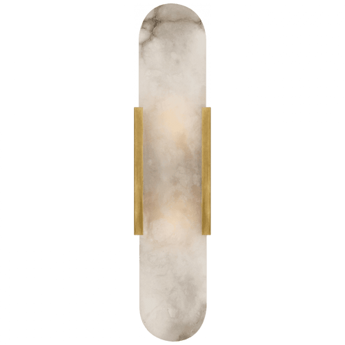 Visual Comfort & Co. Signature Collection Melange Elongated Wall Sconce, 2-Light, Antique-Burnished Brass, Alabaster Shade, 20"H (KW 2013AB-ALB 2V3RJ) 