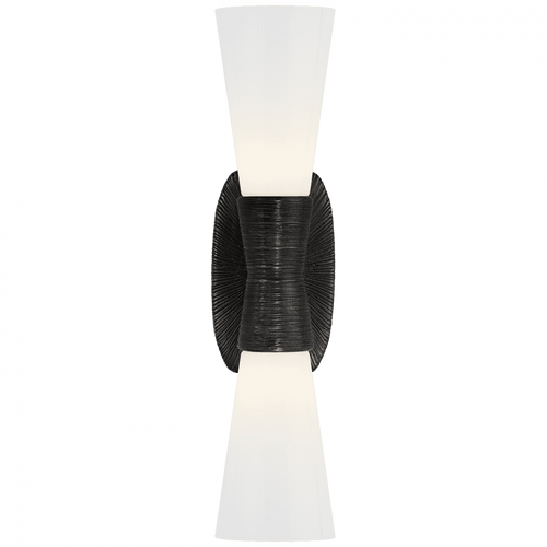 Visual Comfort & Co. Signature Collection Utopia Bathroom Wall Sconce, 2-Light, Aged Iron, White Glass, 18"H (KW 2047AI-WG 2UZVP) 