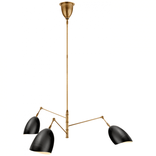 Visual Comfort & Co. Signature Collection Sommerard Chandelier, 3-Light, Hand-Rubbed Antique Brass, Black, 50"W (ARN 5008HAB-BLK CHTKA) 