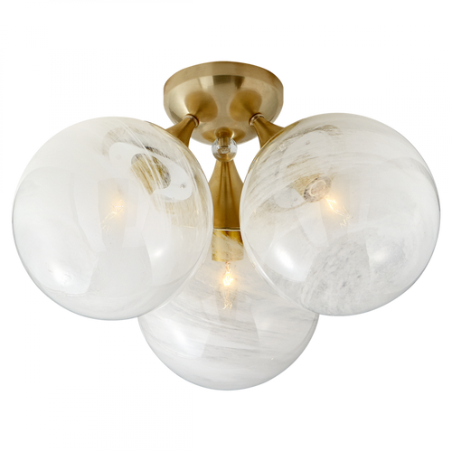 Cristol Flush Mount, 3-Light, Hand-Rubbed Antique Brass, White Glass, 15.25"W (ARN 4401HAB-WG CHTK9)