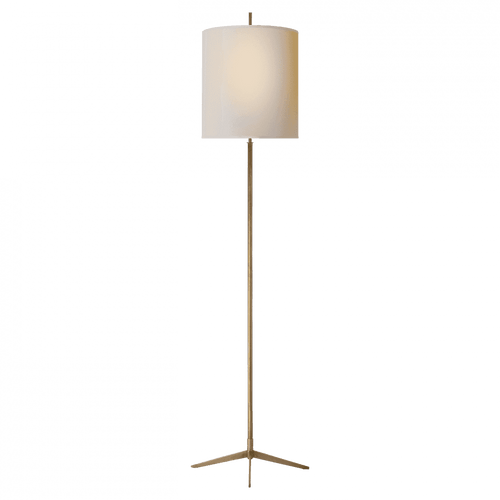 Visual Comfort & Co. Signature Collection Caron Floor Lamp, 2-Light, Hand-Rubbed Antique Brass, Natural Paper Closed Top Shade, 67.5"H (TOB 1153HAB-NP 2N4CQ) 