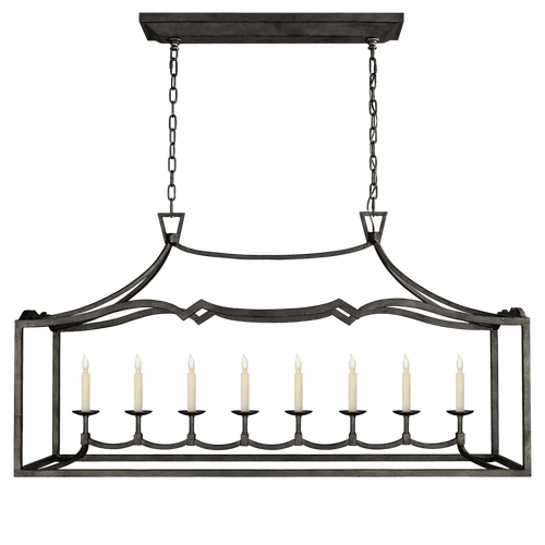 Visual Comfort & Co. Signature Collection Darlana Linear Chandelier, 8-Light, Aged Iron, 51.75"W (CHC 2183AI CHUH0) 