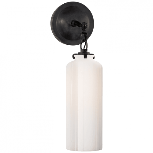 Visual Comfort & Co. Signature Collection Katie Bathroom Wall Sconce, 1-Light, Cylinder, Bronze, White Glass, 16.25"H (TOB 2225BZ/G3-WG 2N1DW) 