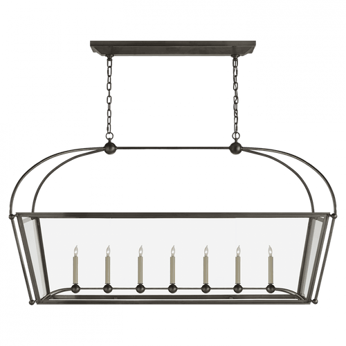 Visual Comfort & Co. Signature Collection Riverside Linear Chandelier, 7-Light, Bronze, Clear Glass, 54"W (CHC 5438BZ-CG CHUHF) 