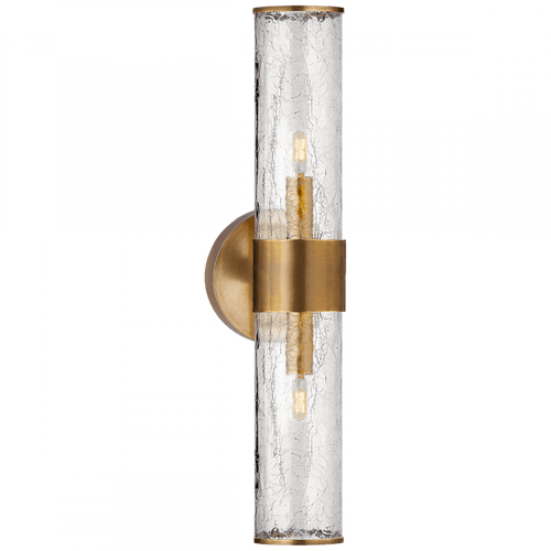 Visual Comfort & Co. Signature Collection Liaison Bathroom Wall Sconce, 2-Light, Antique Burnished Brass, Crackle Glass, 22"H (KW 2118AB-CRG 2V8MH) 