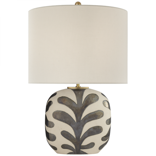 Parkwood Medium Table Lamp, 1-Light, Natural Bisque and Black, Cream Linen Oval Shade, 23.75"H (KS 3618NBQ/BKP-L C_UJE)