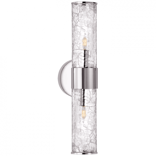 Visual Comfort & Co. Signature Collection Liaison Bathroom Wall Sconce, 2-Light, Polished Nickel, Crackle Glass, 22"H (KW 2118PN-CRG CHQJX) 