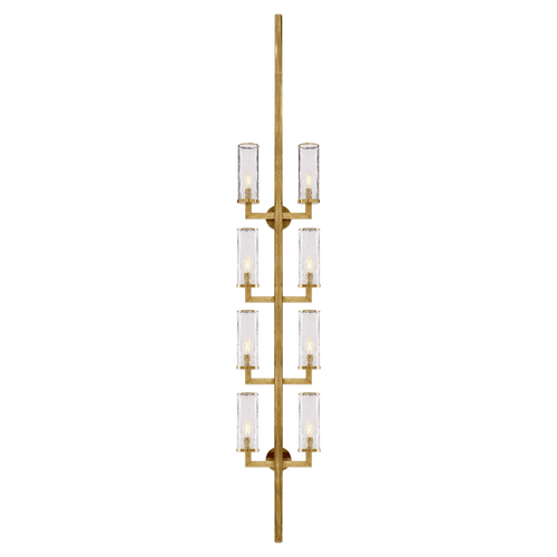 Visual Comfort & Co. Signature Collection Liaison Wall Sconce, 8-Light, Antique Burnished Brass, Crackle Glass, 84.25"H (KW 2204AB-CRG 2R42F) 