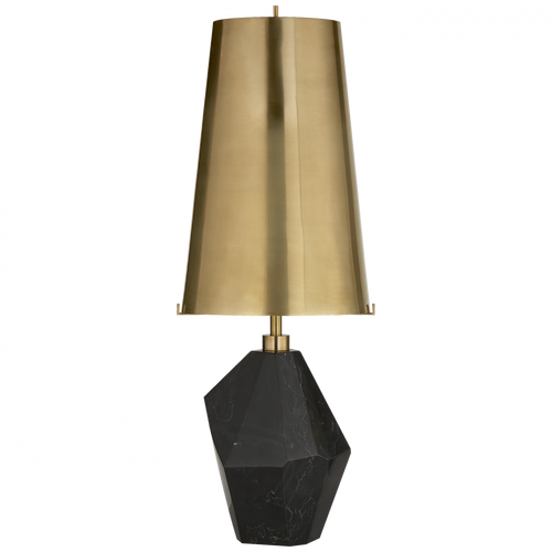Halcyon Accent Table Lamp, 1-Light, Black Cremo Marble, Antique Brass Shade, 25"H (KW 3012BM-AB CHVGC) Visual Comfort & Signature Collection