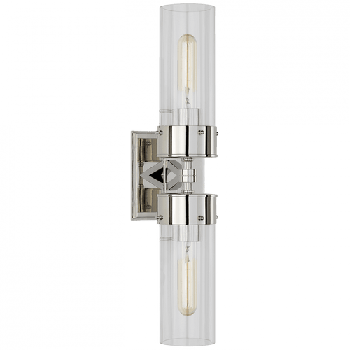 Visual Comfort & Co. Signature Collection Marais Large Double Bath Wall Sconce, 2-Light, Polished Nickel, 19.75"H (TOB 2315PN-CG CLU55) 