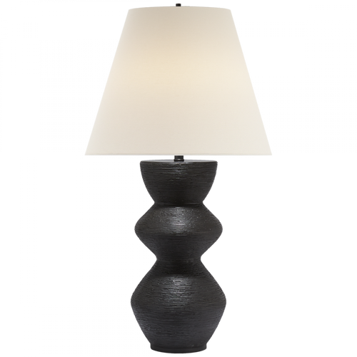 Utopia Table Lamp, 1-Light, Aged Iron, Linen Round Shade, 27.75"H (KW 3055AI-L 2UZWJ)