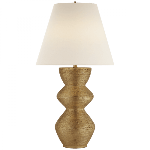 Visual Comfort & Co. Signature Collection Utopia Table Lamp, 1-Light, Gild, Linen Round Shade, 27.75"H (KW 3055G-L 2UZWK) 
