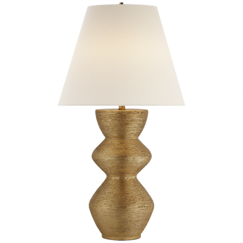Utopia Table Lamp, 1-Light, Gild, Linen Round Shade, 27.75"H (KW 3055G-L 2UZWK)