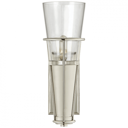 Visual Comfort & Co. Signature Collection Robinson Bathroom Wall Sconce, 1-Light, Polished Nickel, Clear Glass, 11.25"H (TOB 2751PN-CG 2V4RQ) 
