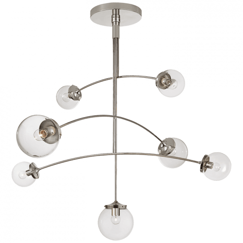 Visual Comfort & Co. Signature Collection Prescott Chandelier, 7-Light, Polished Nickel, Clear Glass, 55"W (KS 5404PN-CG CHVFH) 