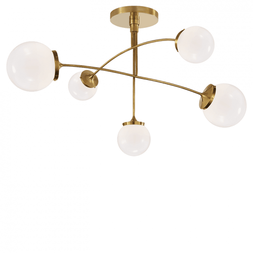 Visual Comfort & Co. Signature Collection Prescott Medium Mobile Chandelier, 5-Light, Soft Brass, 40"W (KS 5403SB-WG CHVFG) 