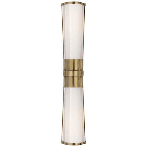 Visual Comfort & Co. Signature Collection Carew Bathroom Wall Sconce, 2-Light, Antique Burnished Brass, White Glass, 24"H (CHD 1563AB-WG 2R71Y) 