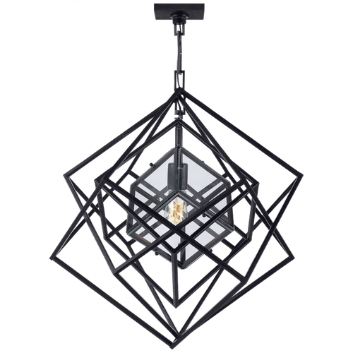 Visual Comfort & Co. Signature Collection Cubist Chandelier, 1-Light, Aged Iron, 22"W (KW 5020AI-CG 2R533) 