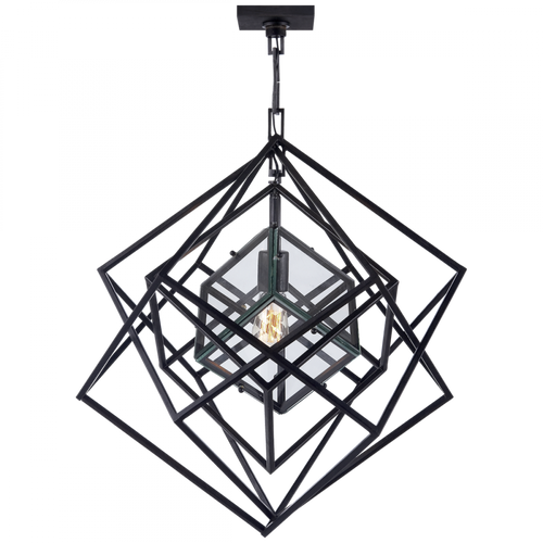 Cubist Chandelier, 1-Light, Aged Iron, 22"W (KW 5020AI-CG 2R533)