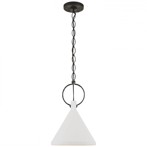 Visual Comfort & Co. Signature Collection Limoges Pendant, 1-Light, Natural Rusted Iron, Plaster White Shade, 14.25"W (SK 5362NR-PW CHXDK) 