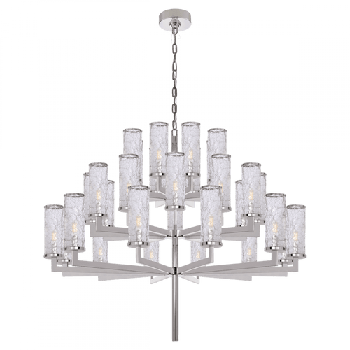 Visual Comfort & Co. Signature Collection Liaison Chandelier, 32-Light, Polished Nickel, Crackle Glass, 47.5"W (KW 5202PN-CRG 2R5ZT) 