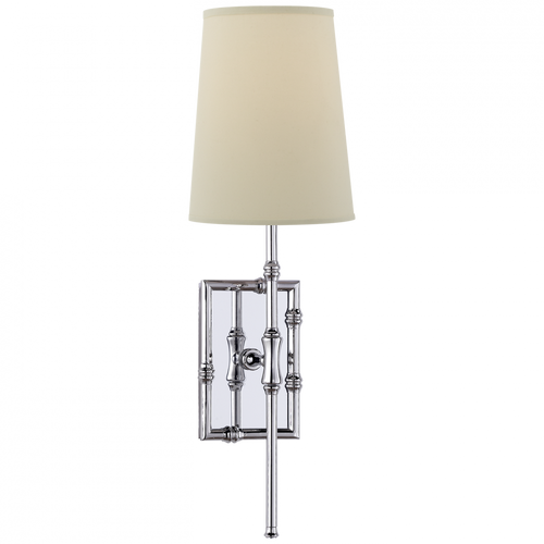 Grenol Wall Sconce, 1-Light, Modern Bamboo, Polished Nickel, Natural Percale Shade, 17.75"H (S 2177PN-PL 2V7P1)