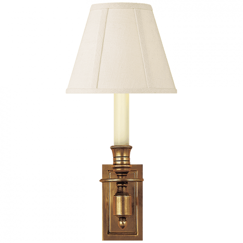 Visual Comfort & Co. Signature Collection French Library Wall Sconce, 1-Light, Hand-Rubbed Antique Brass, Linen Shade, 12"H (S 2210HAB-L 2G025) 