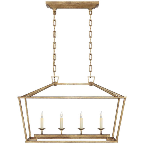 Visual Comfort & Co. Signature Collection Darlana Linear Chandelier, 4-Light, Gilded Iron, 30"W (CHC 2168GI CHZEW) 