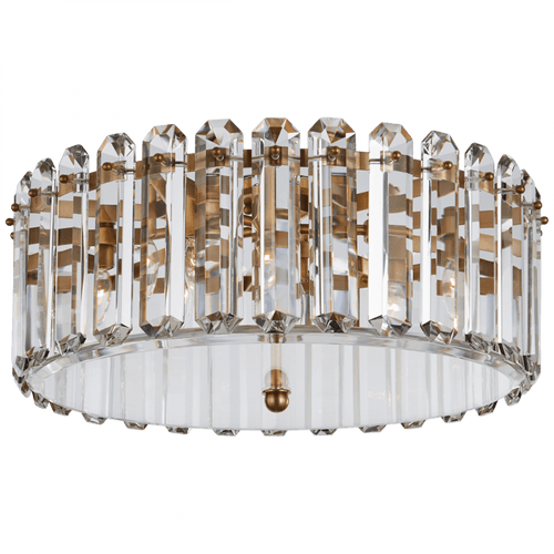 Visual Comfort & Co. Signature Collection Bonnington Flush Mount, 5-Light, Hand-Rubbed Antique Brass, Crystal, 24.75"W (ARN 4126HAB CM00T) 