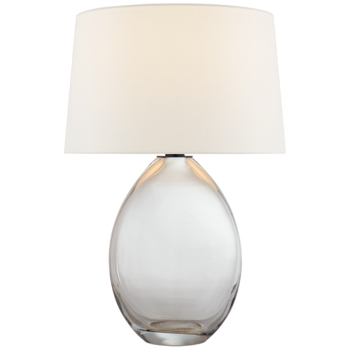 Myla Medium Wide Table Lamp, 1-Light, Clear Glass, Linen Oval Shade, 27"H (CHA 3421CG-L CTYHE)