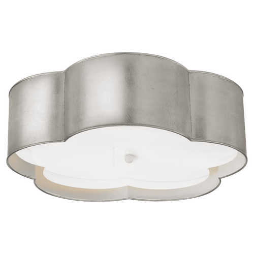 Visual Comfort & Co. Signature Collection Bryce Flower Flush Mount, 4-Light, Burnished Silver Leaf, White, Frosted Acrylic, 20"W (KS 4118BSL/WHT-FA CLR89) 