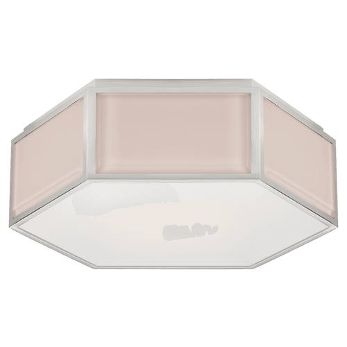 Visual Comfort & Co. Signature Collection Bradford Flush Mount, 2-Light, Hexagonal, Blush, Polished Nickel, Frosted Glass, 13"W (KS 4120BLS/PN-FG CLR8G) 
